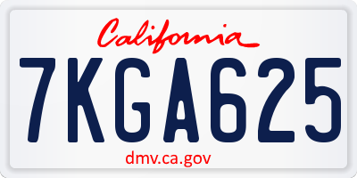 CA license plate 7KGA625