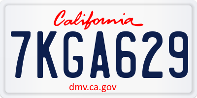 CA license plate 7KGA629