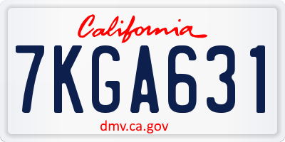 CA license plate 7KGA631