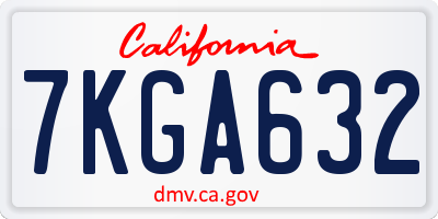 CA license plate 7KGA632
