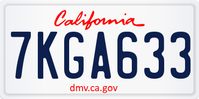 CA license plate 7KGA633