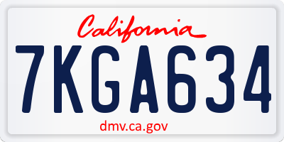 CA license plate 7KGA634