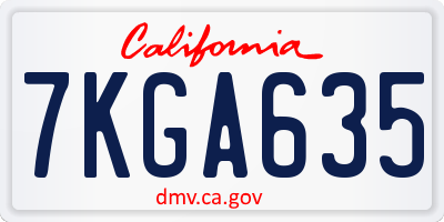 CA license plate 7KGA635