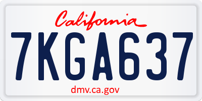 CA license plate 7KGA637