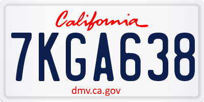 CA license plate 7KGA638