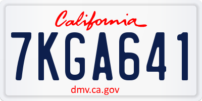 CA license plate 7KGA641