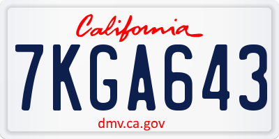 CA license plate 7KGA643