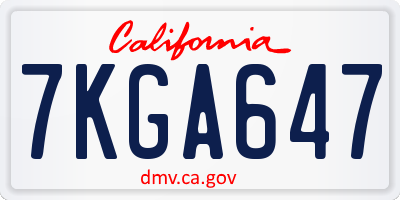 CA license plate 7KGA647