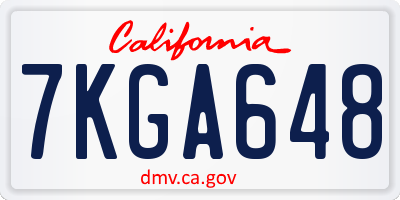 CA license plate 7KGA648