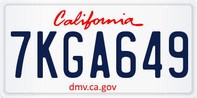 CA license plate 7KGA649