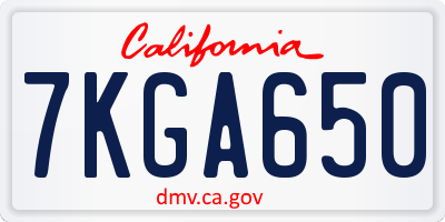 CA license plate 7KGA650