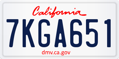 CA license plate 7KGA651