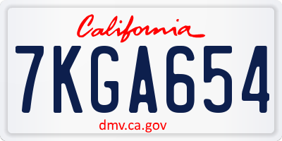 CA license plate 7KGA654