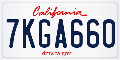 CA license plate 7KGA660