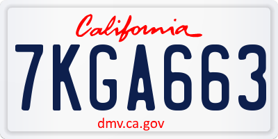 CA license plate 7KGA663