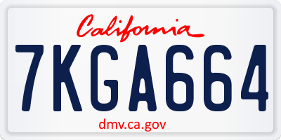 CA license plate 7KGA664