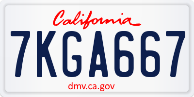 CA license plate 7KGA667