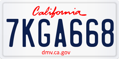 CA license plate 7KGA668