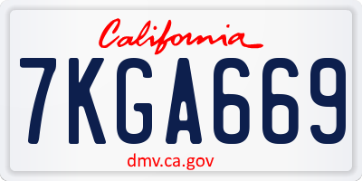 CA license plate 7KGA669