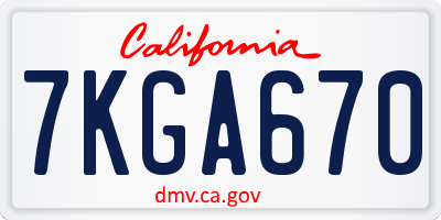 CA license plate 7KGA670