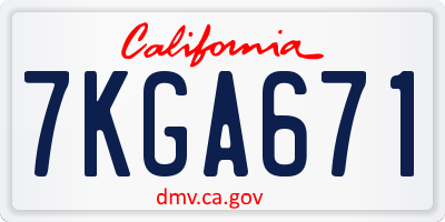 CA license plate 7KGA671