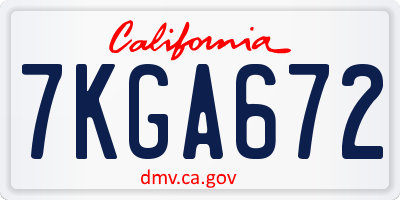 CA license plate 7KGA672