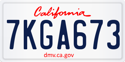 CA license plate 7KGA673