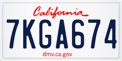 CA license plate 7KGA674