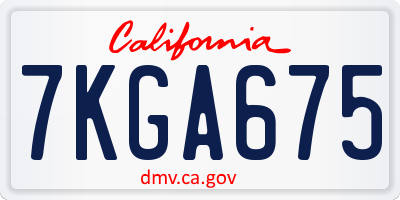 CA license plate 7KGA675