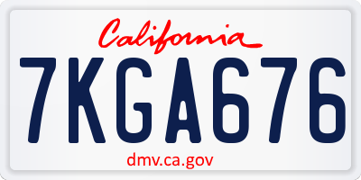 CA license plate 7KGA676