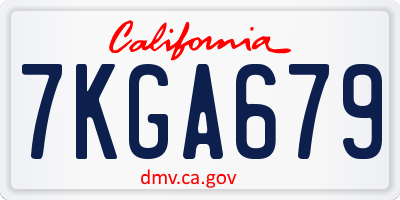 CA license plate 7KGA679