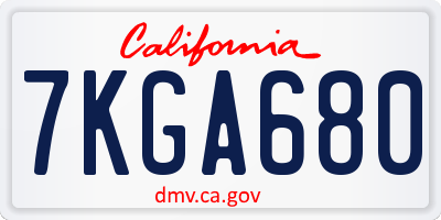 CA license plate 7KGA680