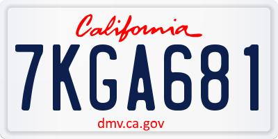 CA license plate 7KGA681