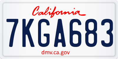 CA license plate 7KGA683