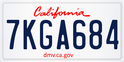 CA license plate 7KGA684