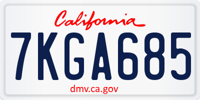 CA license plate 7KGA685