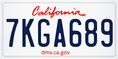 CA license plate 7KGA689