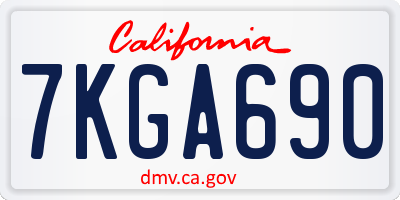 CA license plate 7KGA690