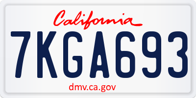CA license plate 7KGA693