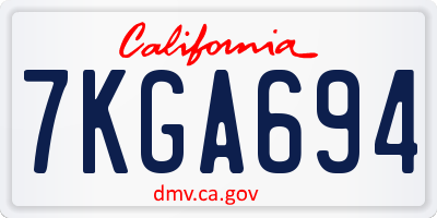 CA license plate 7KGA694