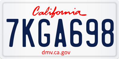 CA license plate 7KGA698