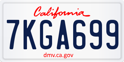 CA license plate 7KGA699