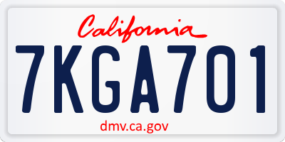 CA license plate 7KGA701