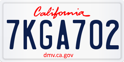 CA license plate 7KGA702