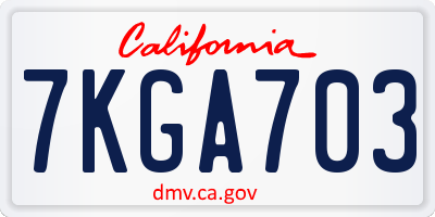 CA license plate 7KGA703