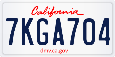 CA license plate 7KGA704