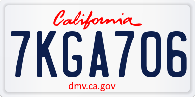 CA license plate 7KGA706