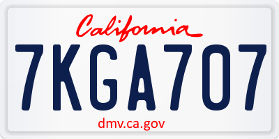 CA license plate 7KGA707