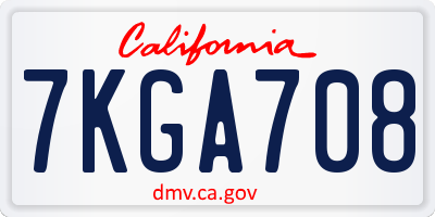 CA license plate 7KGA708
