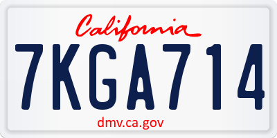 CA license plate 7KGA714